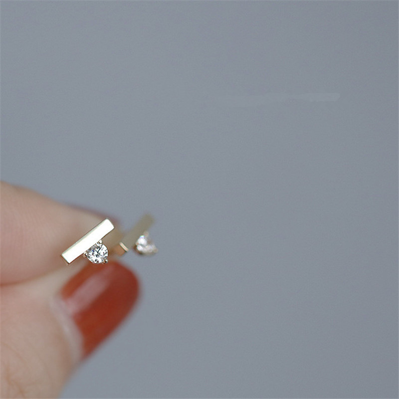 Word Shiny Crystal Stud Earrings Women Classic  Party Plating  Jewelry Gift