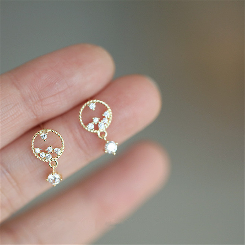 Version Simple Mysterious Star Earrings Pav Crystal Party Plating Jewelry Girlfriend Gift