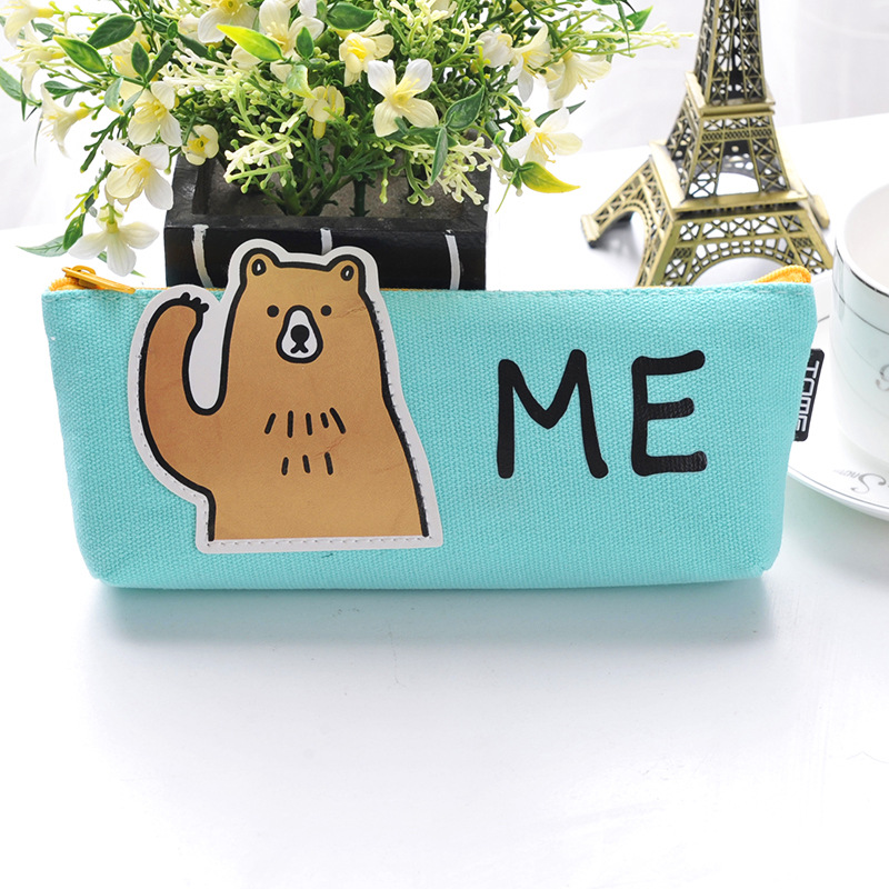 Blue Bear Pencil Case Fabric School Supplies Stationery Gift School Cute Animal Pencil Box Pencilcase Pencil Bag Tool