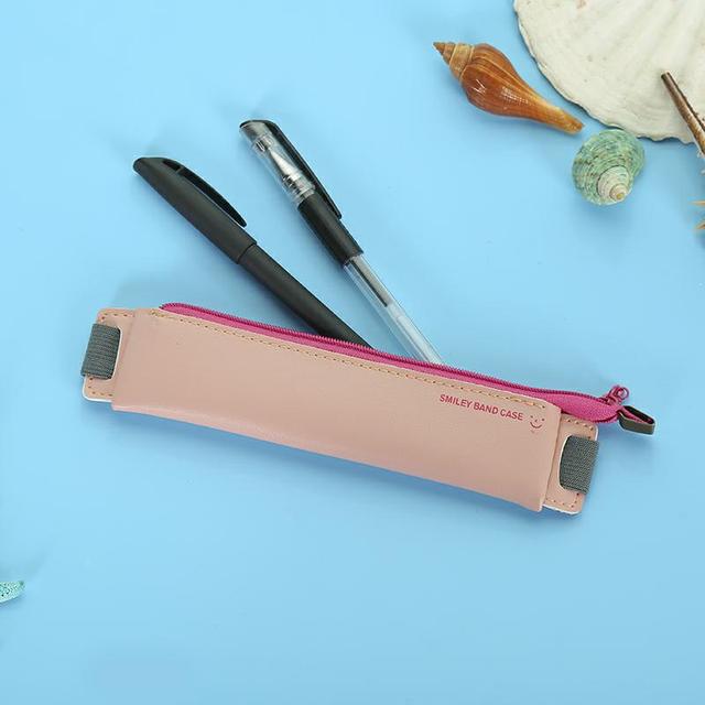 Kawaii Pencil Cases PVC Leather Pen Case Estuche Escolar Elastic Band For Notebook Pencil Bags School Supplies Pencil Case