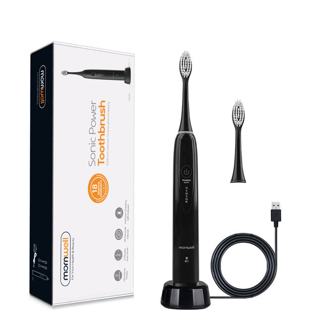 Sonic Electric Toothbrush Adult Timer Brush 3 Mode USB Charger Rechargeable Tooth Brushes Replacement Heads Set