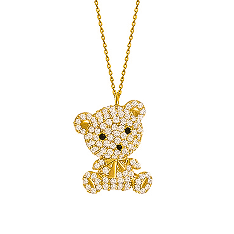 Fashion Gold Bear Pendant Stainless Steel Jewelry Necklaces for women Neck Chain Birthday Present Gift