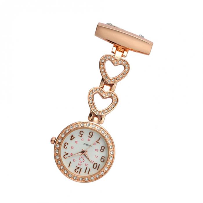 Fashion Women Pocket Watch Clip-on Heart/Five-pointed Star Pendant Hang Quartz Clock For Medical Doctor Nurse Watches