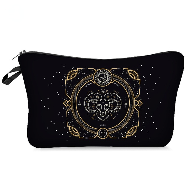 Fashion Print Women Makeup Bag 12 Constellation Toiletry Bag Casual Pillow Travel Cosmetic Bag Organizer Supplies High Quality