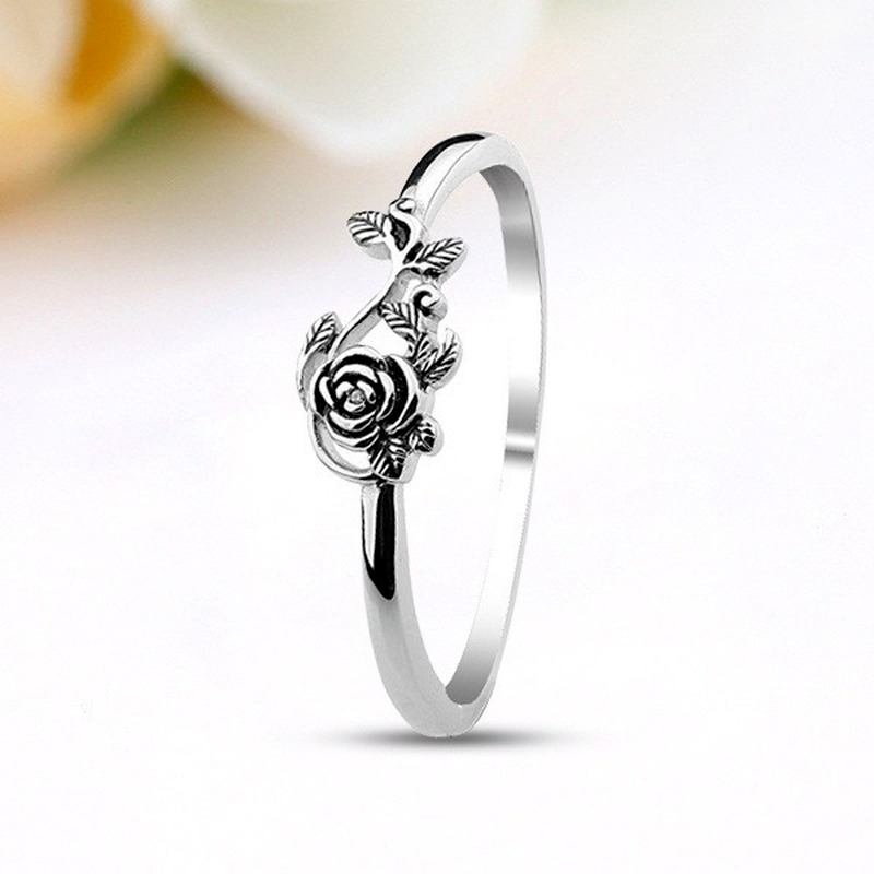 Woman Vintage Rose Ring Courtship Engagement Wedding Anniversary Party Jewelry Gift