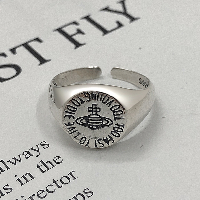 Retro Simple Style Saturn Rings For Women Men Fashion Silver Color Carved Adjustable Open Planet Ring Famale Party Jewelry Gifts