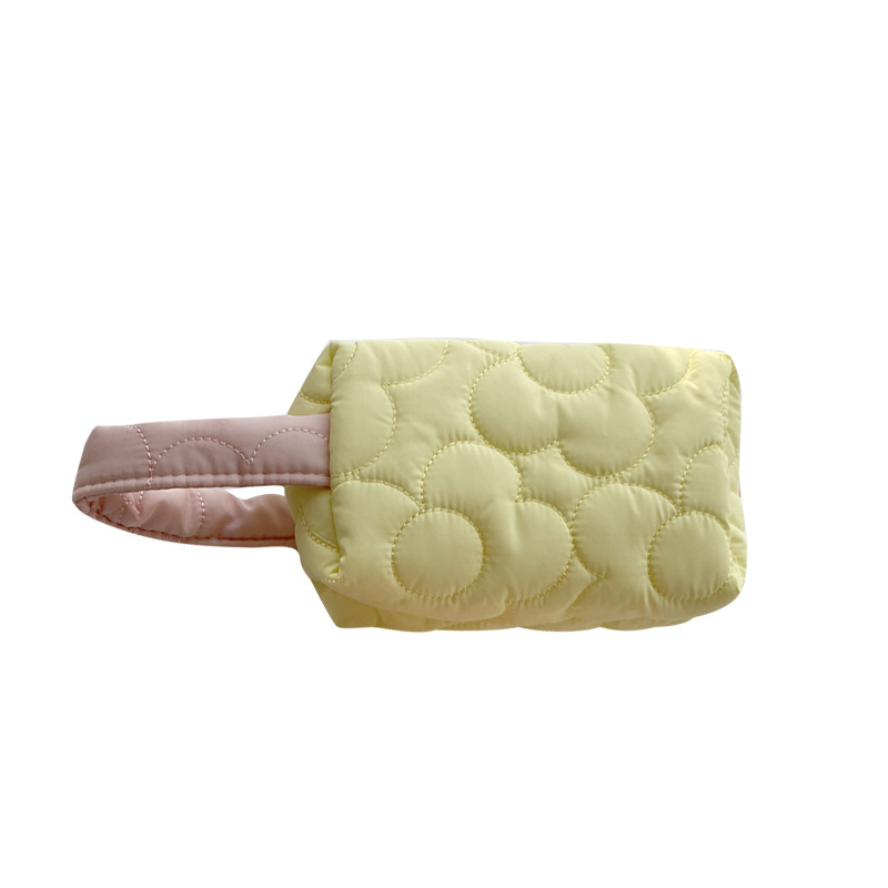 Korean Simple Cosmetic Bag Small Makeup Pouch Flower Pressed Cotton Handbags Purses Lipstick Bag Pencil Bag Storage Orangizer