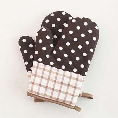 1 Pairs Pastoral Style Microwave Glove Potholder Gloves Mitts Kitchen BBQ Insulation Gloves Cotton Thickened Hot Oven Gloves