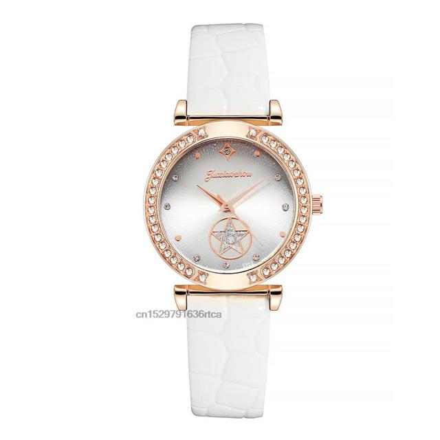 Luxury Women Fashion Green Watches Qualities Diamond Studded Quartz Watch Ladies Leather Wristwatches