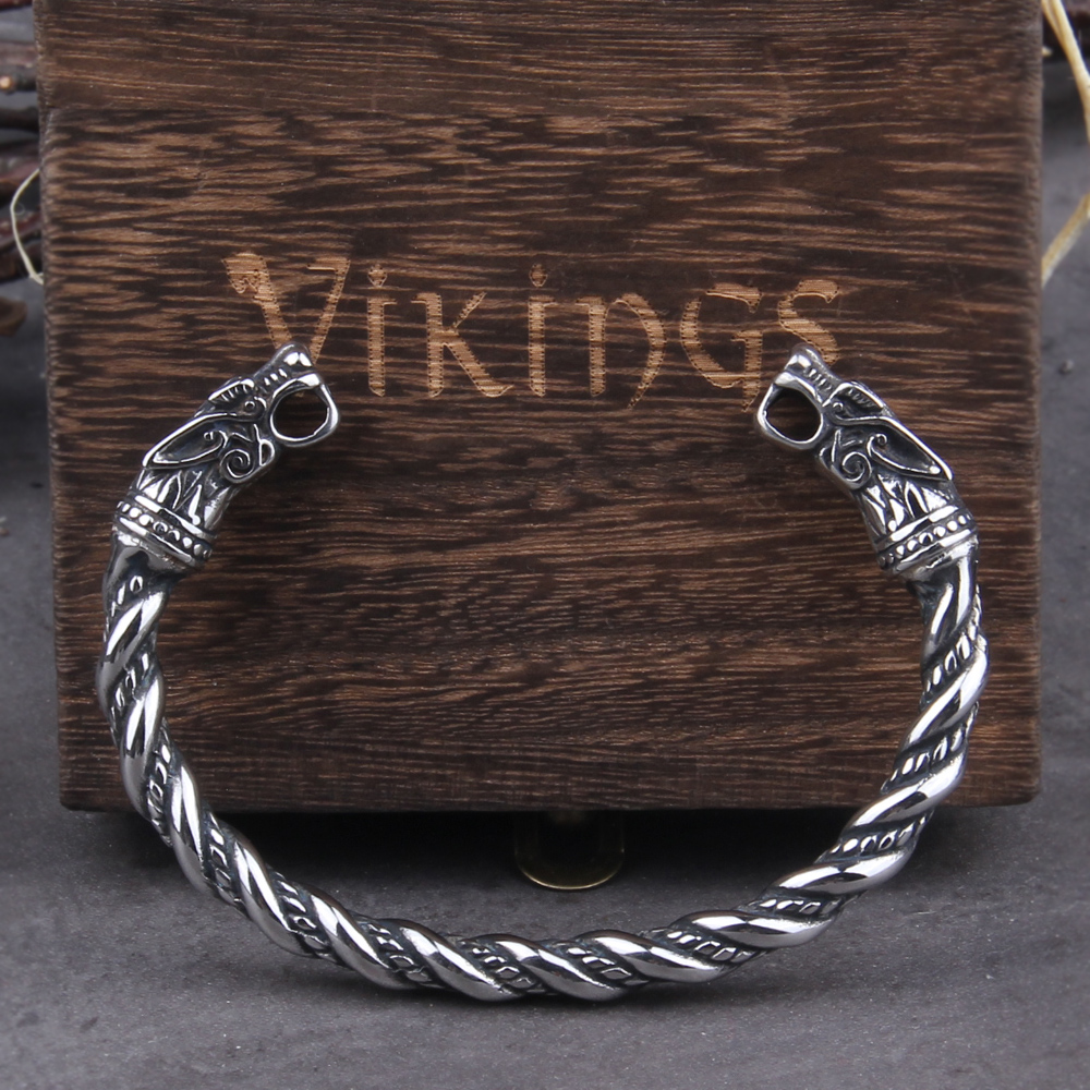 Stainless Steel  Viking Norse Dragon Bracelet Men Wristband Cuff Bracelets with Viking