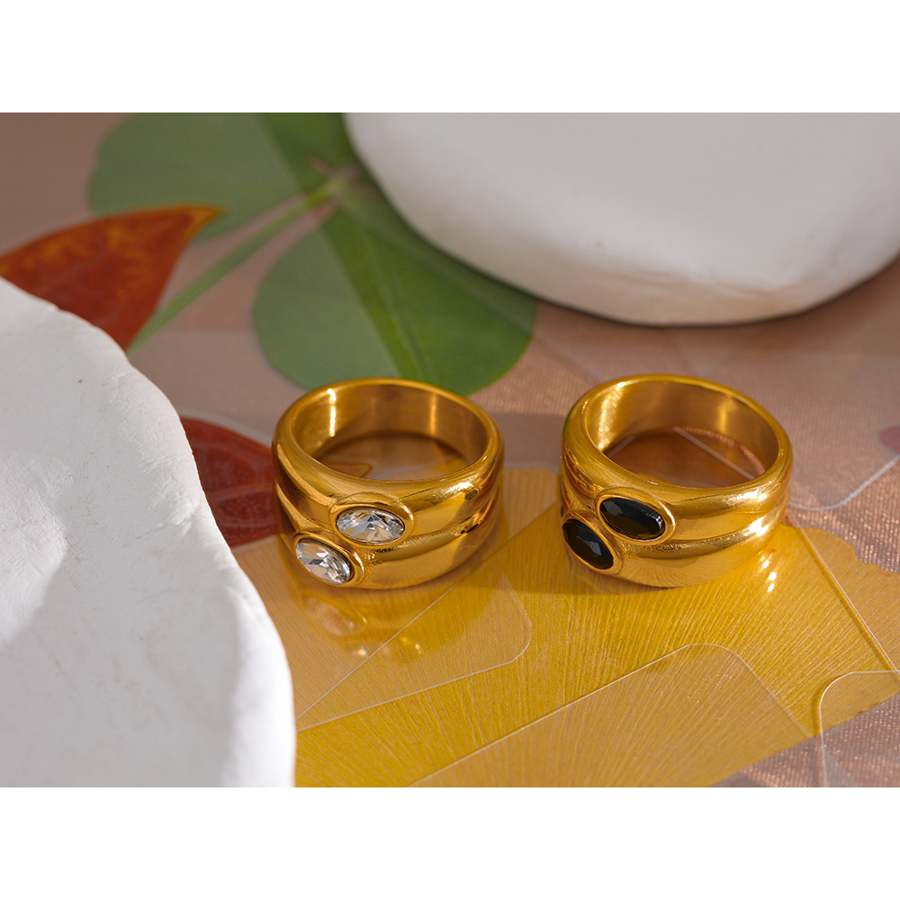 Round Ring Waterproof Stainless Steel Jewelry New Gold Wrap Finger Ring for Women Wedding Party Gift