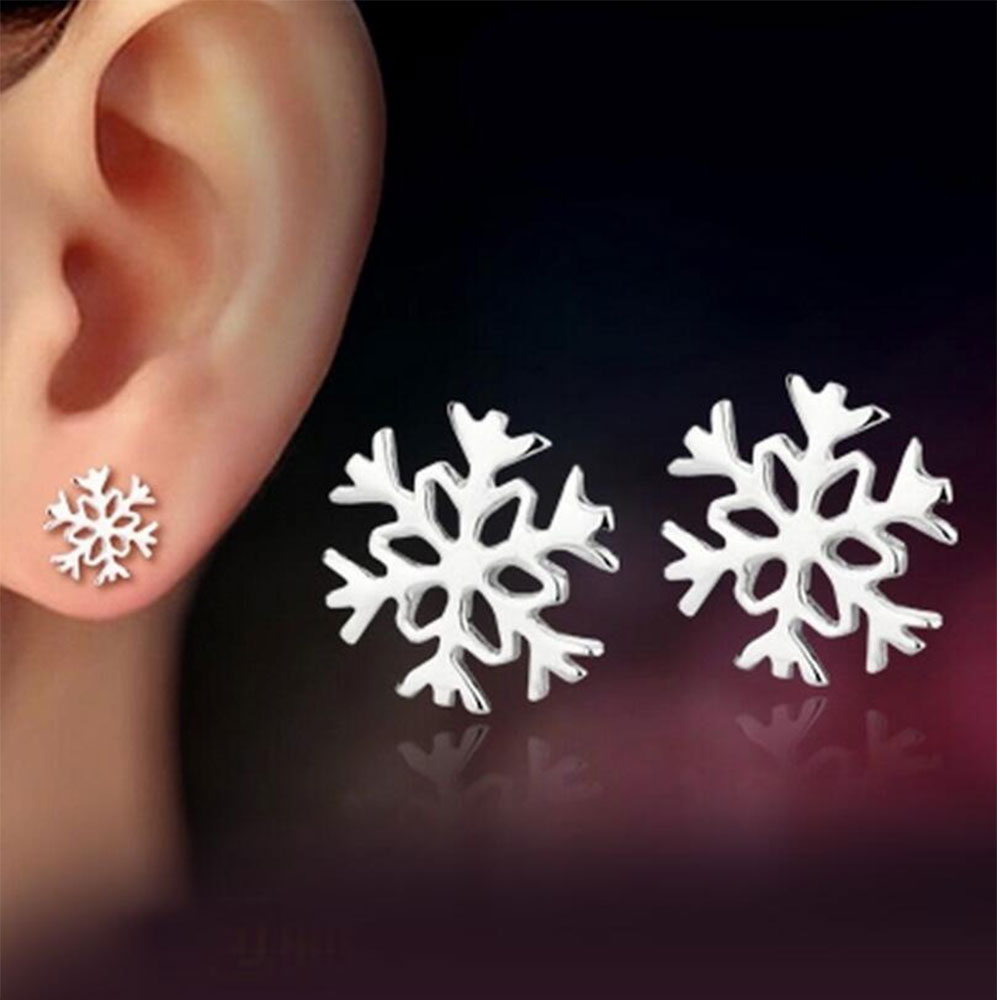 Exquisite Snowflake Stud Earrings For Women Winter Wedding Fashion Jewelry Christmas Gifts