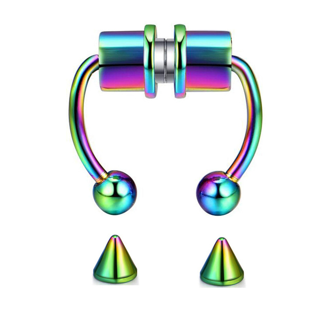Magnetic Holeless Fake Pierced Nose Rings Nose Clips Personality Ladies Nose Rings Stainless Steel Pierced Jewelry