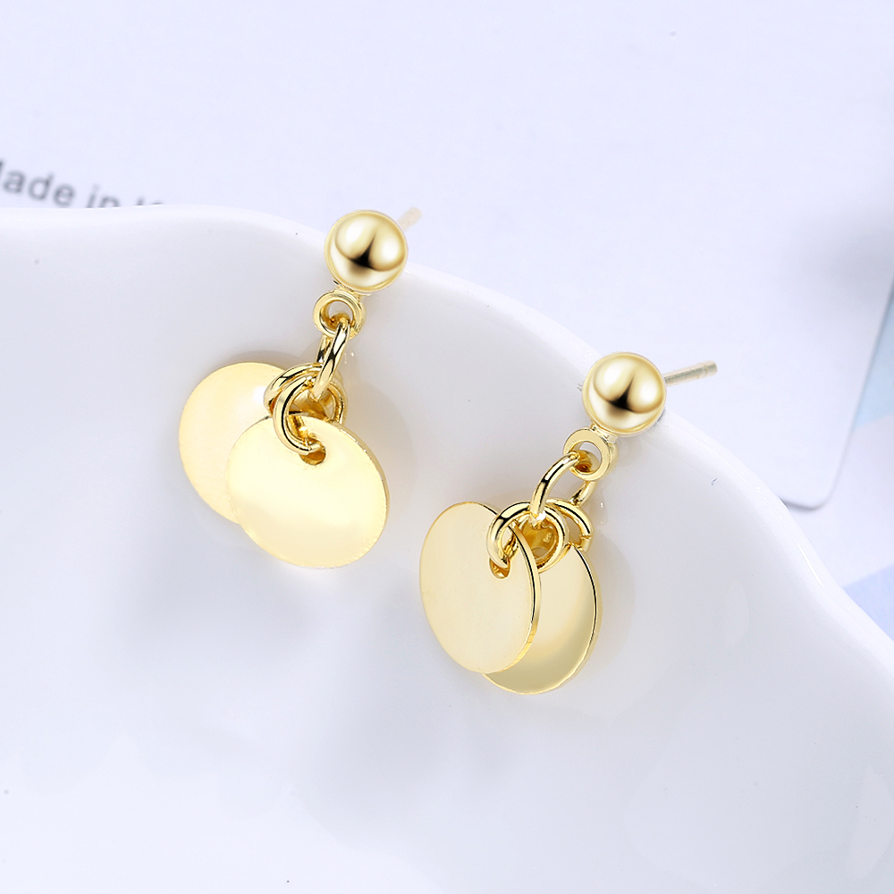Round Disc Tassel Drop Earrings Gold Color Dangle Earring Jewelry For Women's Gifts