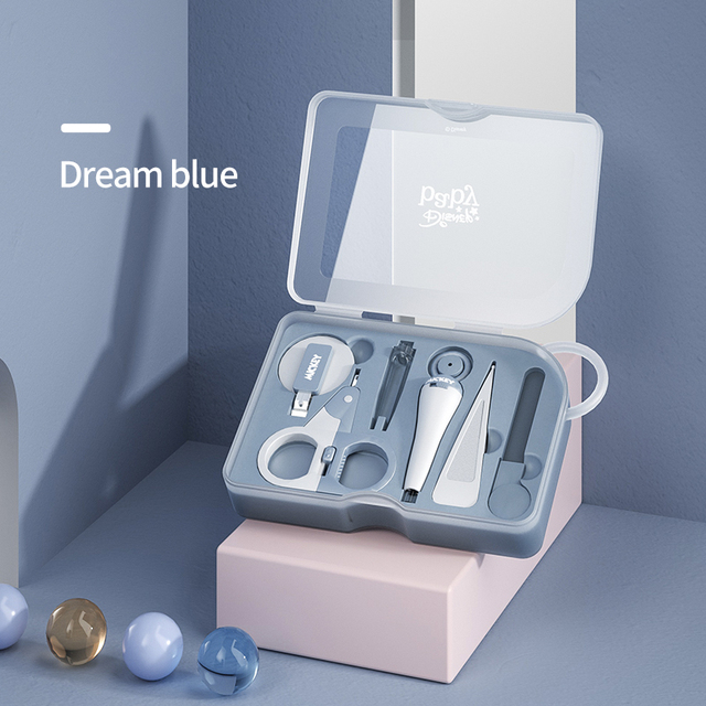Disney 6 Pieces Set Baby Nail Clippers Children Cartoon Products Newborn Baby Round Head Nail Scissors Anti Pinch Nail Clippers