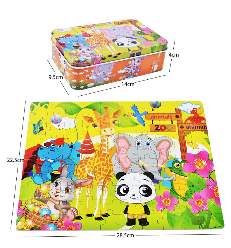 Hot 100 Pieces Wooden Puzzle Kids Cartoon Jigsaw Puzzles Baby Educational Learning Interactive Toys for Children Christmas Gifts