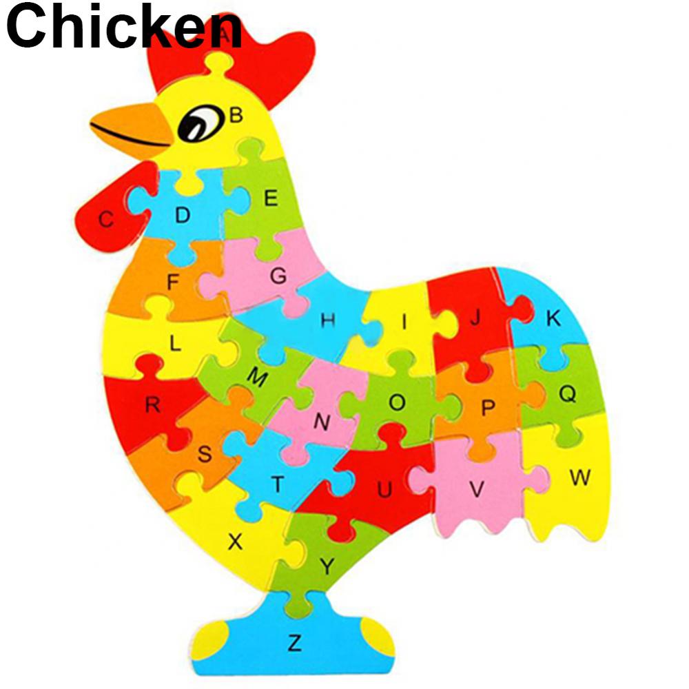 Fashion Kids 3D Wooden Puzzles Toys Animal Alphabet Letter Puzzle Kids Educational Developmental Montessori Educational Kid Toy