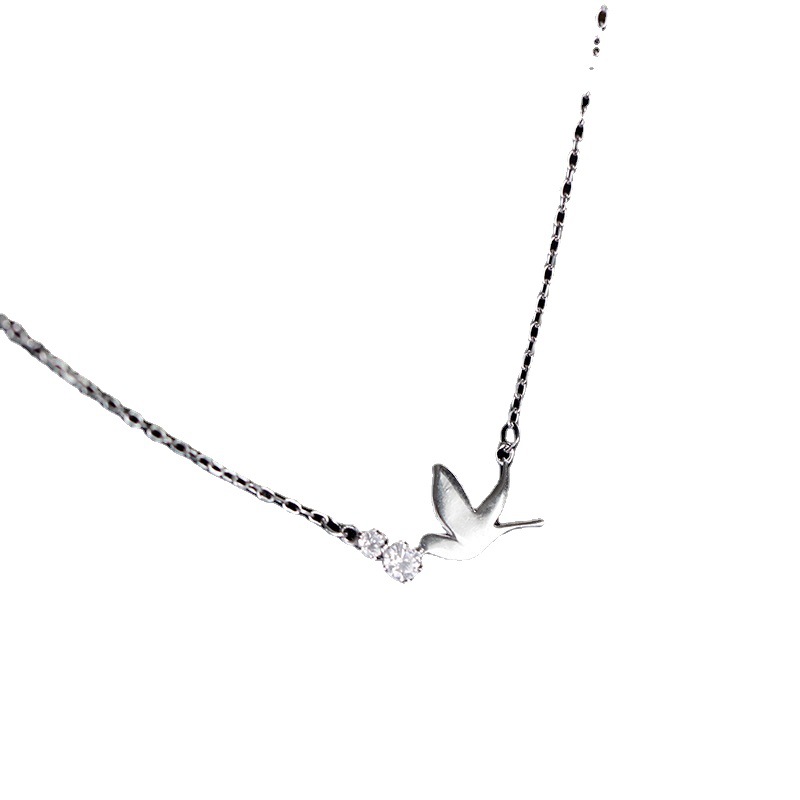 Temperament Cute Swallow Literary Short 925 Sterling Silver Clavicle Chain Temperament Trendy Female Necklace Jewlery