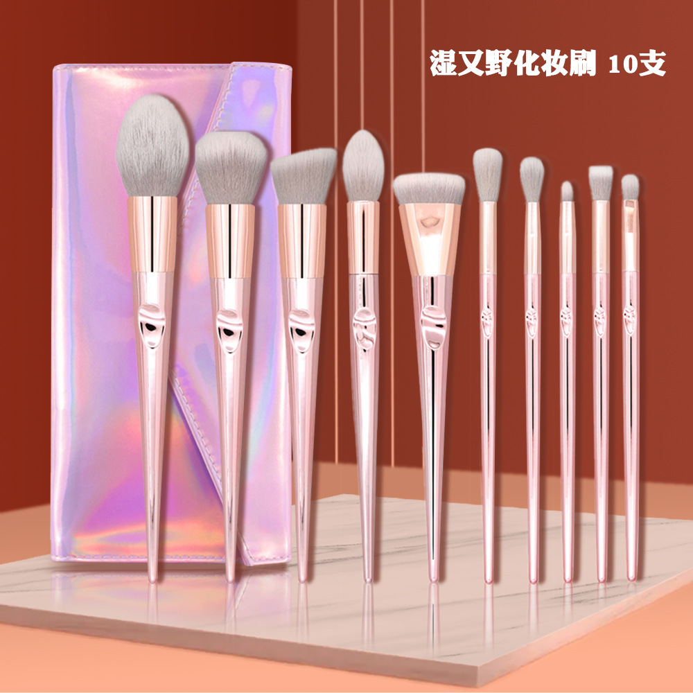 Makeup Brush Sets With Laser Bags Pink Thumb Brushes Foundation Powder Painting Tools.