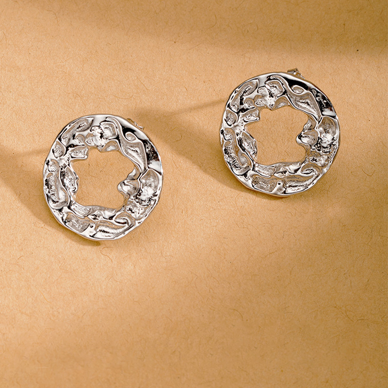 Lrregular Round Stud Earrings for Women Men Geometric Stud Earrings Jewelry