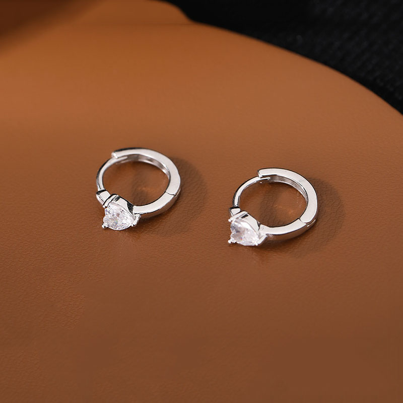 Small Love Heart Hoop Earrings for Women Girls Shiny CZ Earrings Daily Jewelry Gifts