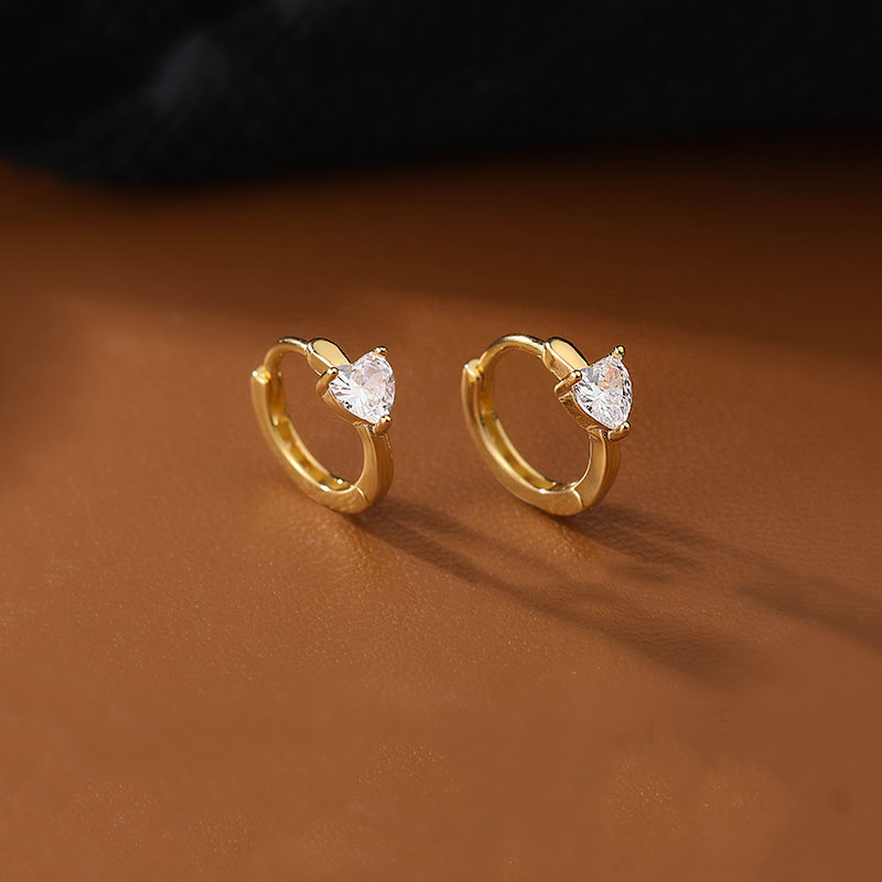Small Love Heart Hoop Earrings for Women Girls Shiny CZ Earrings Daily Jewelry Gifts