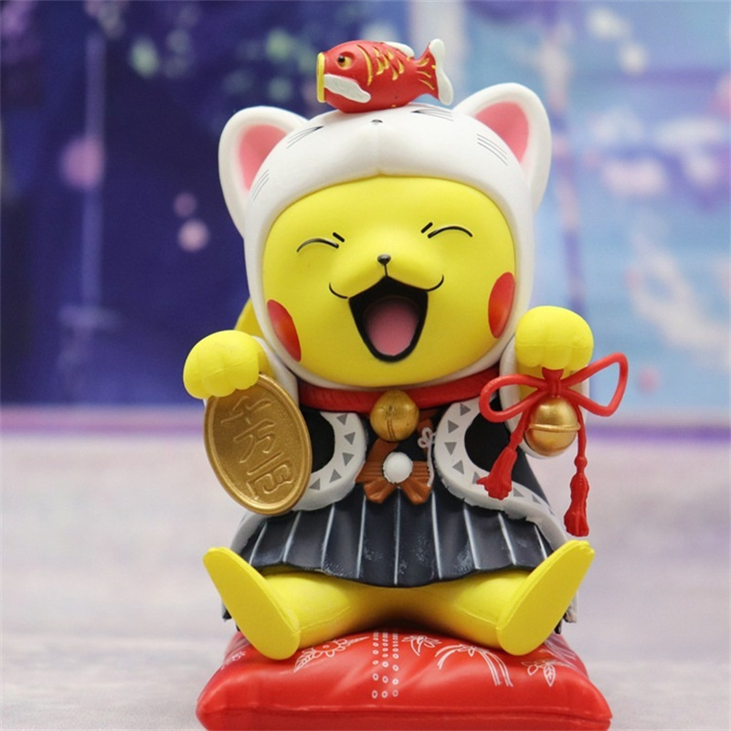 Trend Dolls Q Version Pikachu Lucky Cat Doraemon GK Hand Office Aberdeen Trendy Play Desktop Decoration Model Gift Pokemon