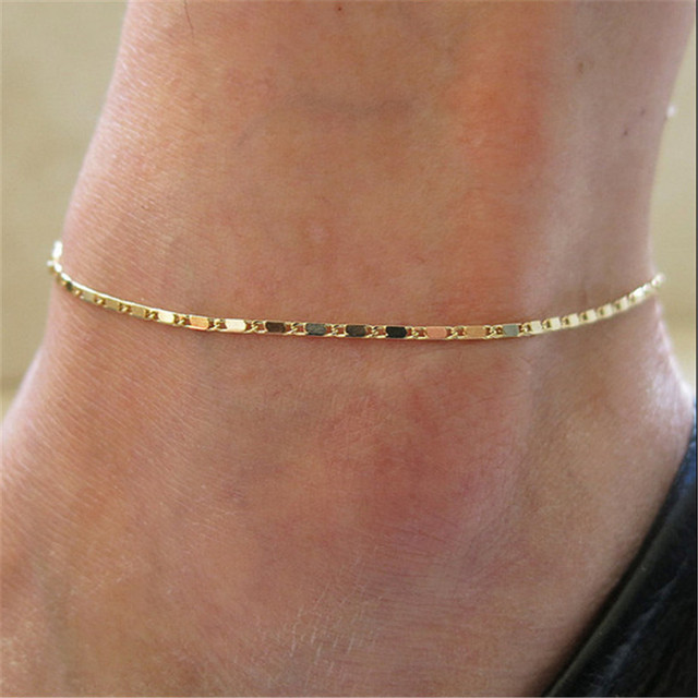Simple Woman Anklets Casual/Sporty Gold Color Chain Women Ankle Bracelet Jewelry