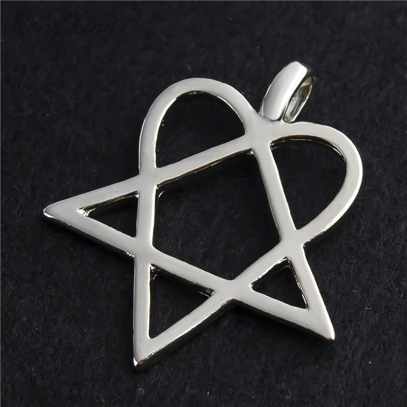 Chic Triangle Heart Star Pendants Silver Beads Chain Heartagram Necklaces For Women Men Stainless Steel Choker Jewelry