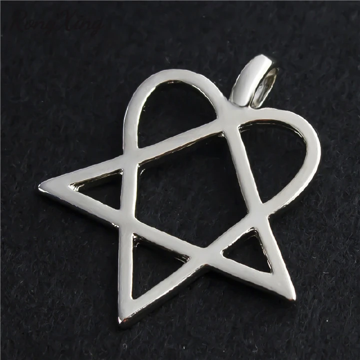 Chic Triangle Heart Star Pendants Silver Beads Chain Heartagram Necklaces For Women Men Stainless Steel Choker Jewelry