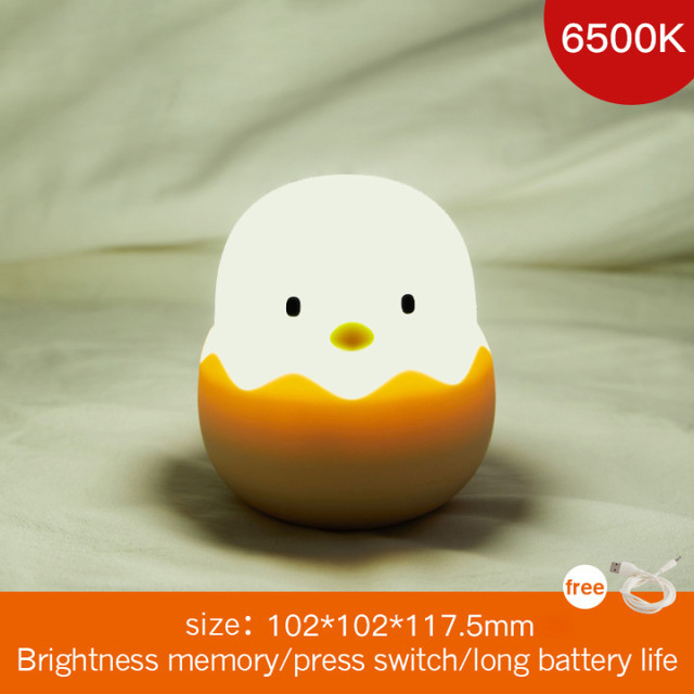 Led Children Touch Night Light Soft Silicone USB Rechargeable Bedroom Decor Gift Animal Egg Shell Chick Bedside Lamp