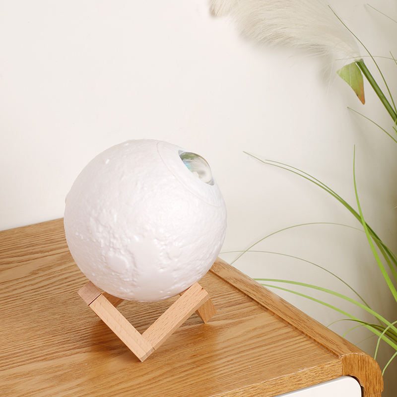 USB Rechargeable 3D Moon Lamp Sunset Lamp LED Projector Night Light for Bedroom Kids Room Decor Moon Table Light With Wood Stand