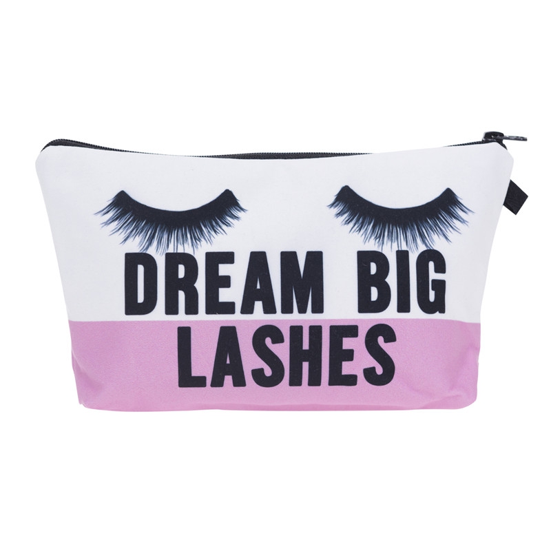 cosmetic organizer bag dream big lashes Printing Cosmetic Bag Fashion Women Brand makeup bag