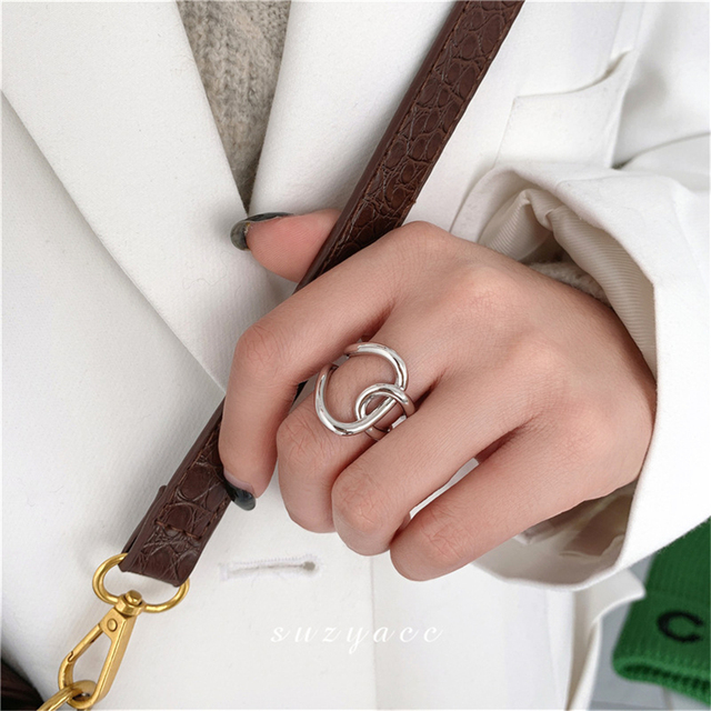 Fashion Women Geometric Opening Ring Punk Style Restoring Ancient Ways Alloy Ring Adorn Article