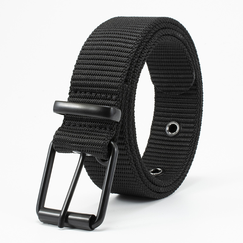 New Nylon Eyelet Pin Buckle Belt Man Fashion Square Buckle Iron Alloy Belts Male Jeans Sport Outdoor Waistband