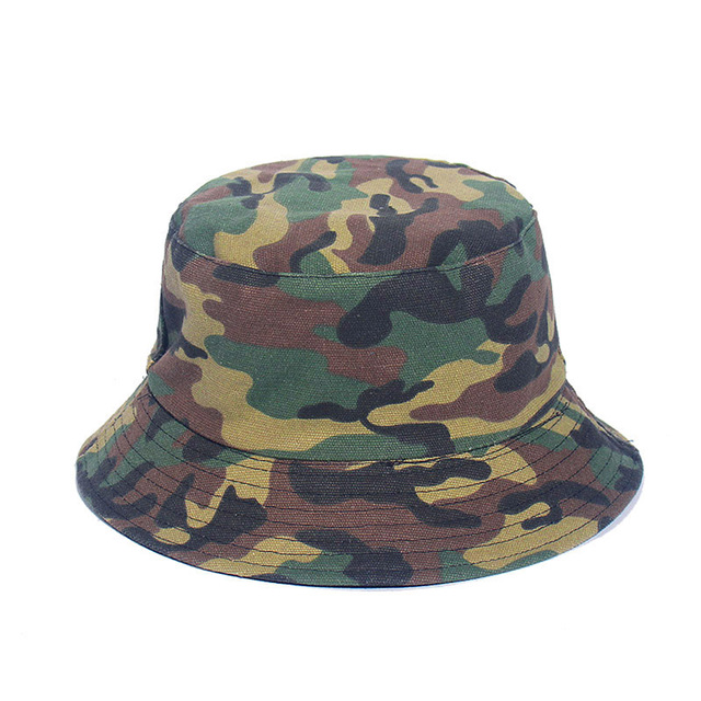 Camouflage Style Men Women Couple Fisherman Bucket Hat Caps Summer Autumn Spring Double Layer Fabric Hats Panama Beach Fishing