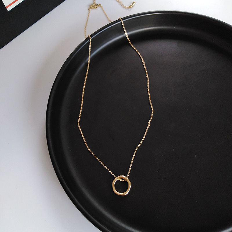 Minimalist Irregular Pendant Necklace for Women  Gold Color Alloy Hollow Geometric Chokers Necklaces Birthday Gift