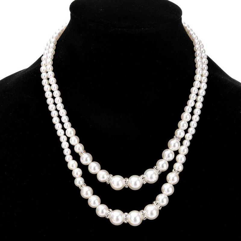 Double Layer Pearl Choker Necklace For Women Silve/gold Color Necklaces & Pendants Jewelry Charms Jewellery Collier Femme