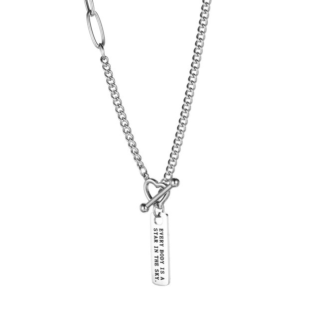 Stainless Steel Chain Hip Hop Necklace Pendants for Women Men Heart Choker Fashion Jewelry Unisex Accessoires Gift