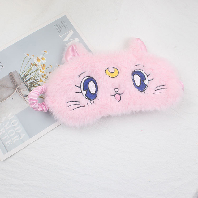 Cute Colorful Plush Moon Cat Sleeping Blindfold 1PC Soft and Skin-friendly Night Eye Patches for Boy Girls Travel Nap Eye Covers