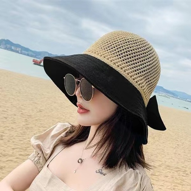 New Summer Wide Brim Floppy Lady Cap Straw Hat Sun Hat Beach Caps Women Hat UV Protect Travel Cap Simple Fashion Lady Cap