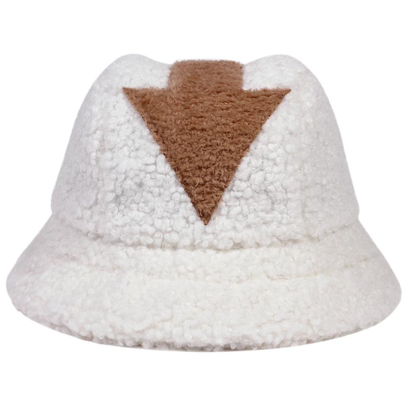 bucket hat Lamb wool hat winter warm Fishing Caps Faux Fur Arrow Symbol Printed Bucket Hat Men Women tide Flat Top Hats