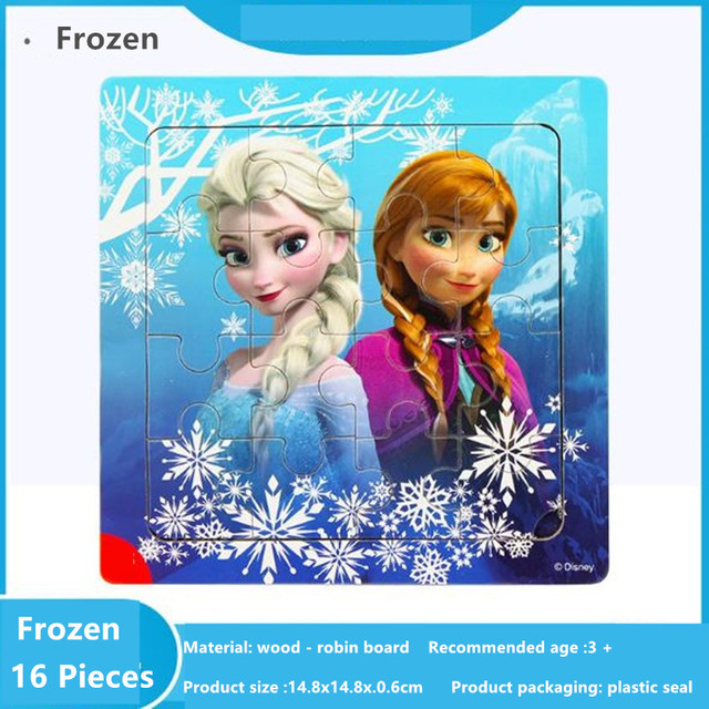 16 Piece Wooden Frame Puzzle Frozen 2 Princess Series Early Education Children Puzzle Toys For Girl Birthday Present
