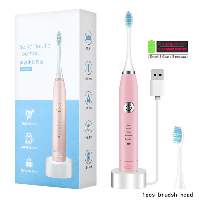Sonic Electric Toothbrush for Adults  Smart Timer Whitening Tooth Brushes IPX7 Waterproof USB Charger