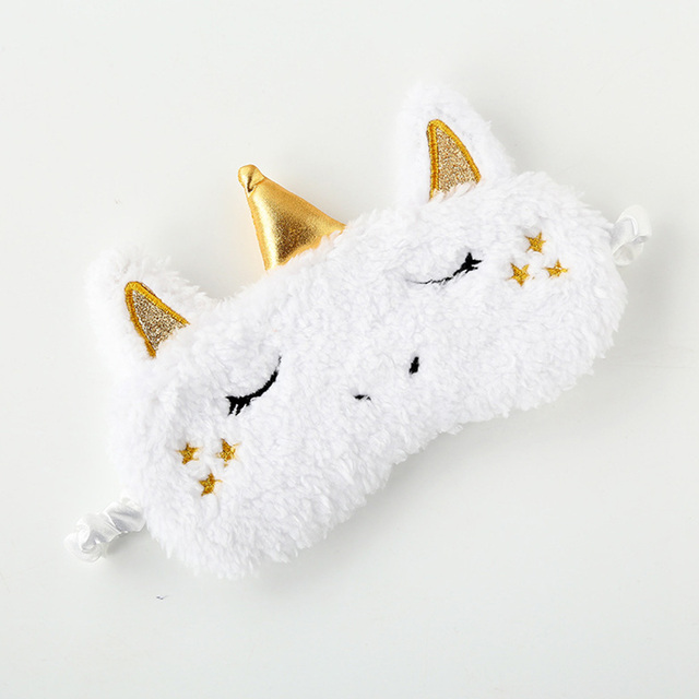 Plush Cartoon Cute Unicorn Eye Mask Gold Silver Nose Sleeping Mask Eyepatch Eye Cover For Eye Travel Relax Sleeping Aid Patch