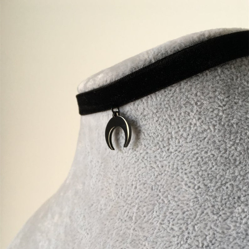 Best price for Black Crescent Moon Choker Necklace Gothic Grunge Black ...