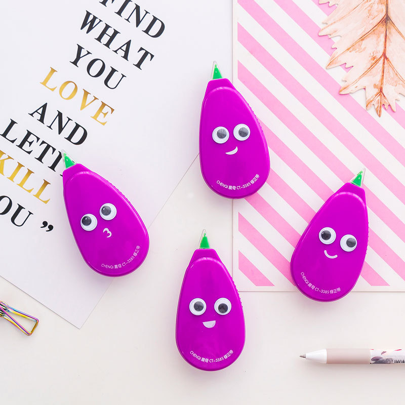 1 Pcs Lytwtw's Cute Kawaii Eggplant Correction Tape Stationery Office School Supplies Gift Funny Vegetable Plant Toy
