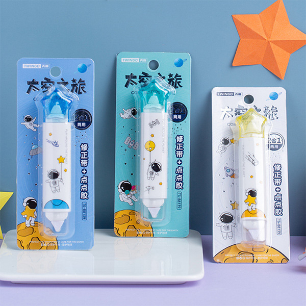 1Pcs Creative Astronaut Correction Tape 2 In 1 Transparent Glue Student Exam Cute Supplies School Office Kawaii Stationery