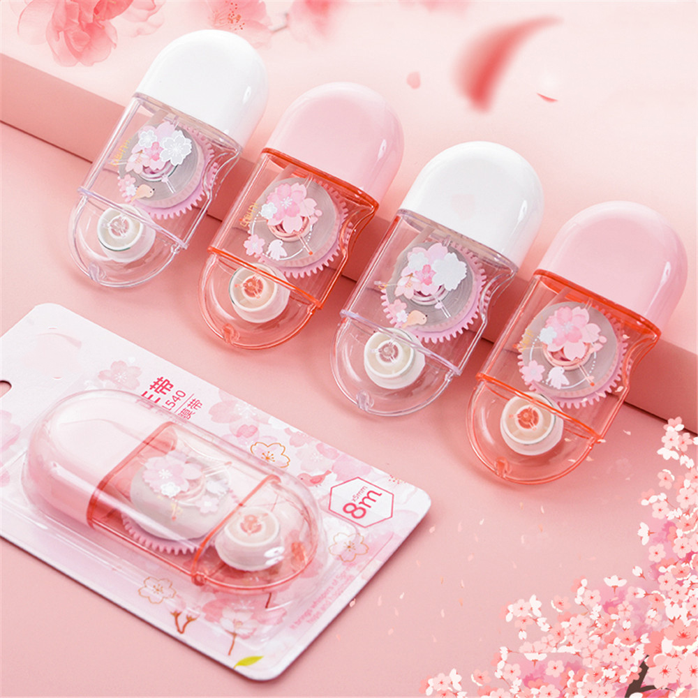 5mm*8m Sakura Correction Tape Cute Cherry Blossom Correction Band Glue Tape Kawaii Stationery Kids Gifts School Office Supplies