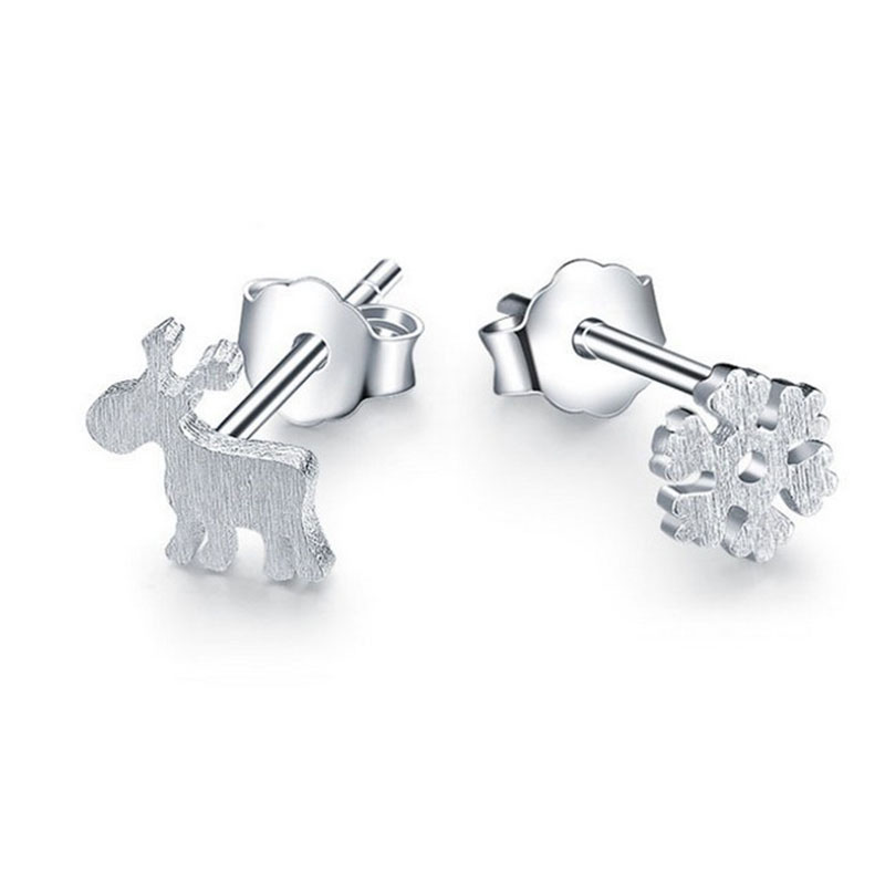 Cute Christmas Earrings Elk Deer Snowflake Ear Stud Earrings Jewelry Accessories Lovely Xmas Gift